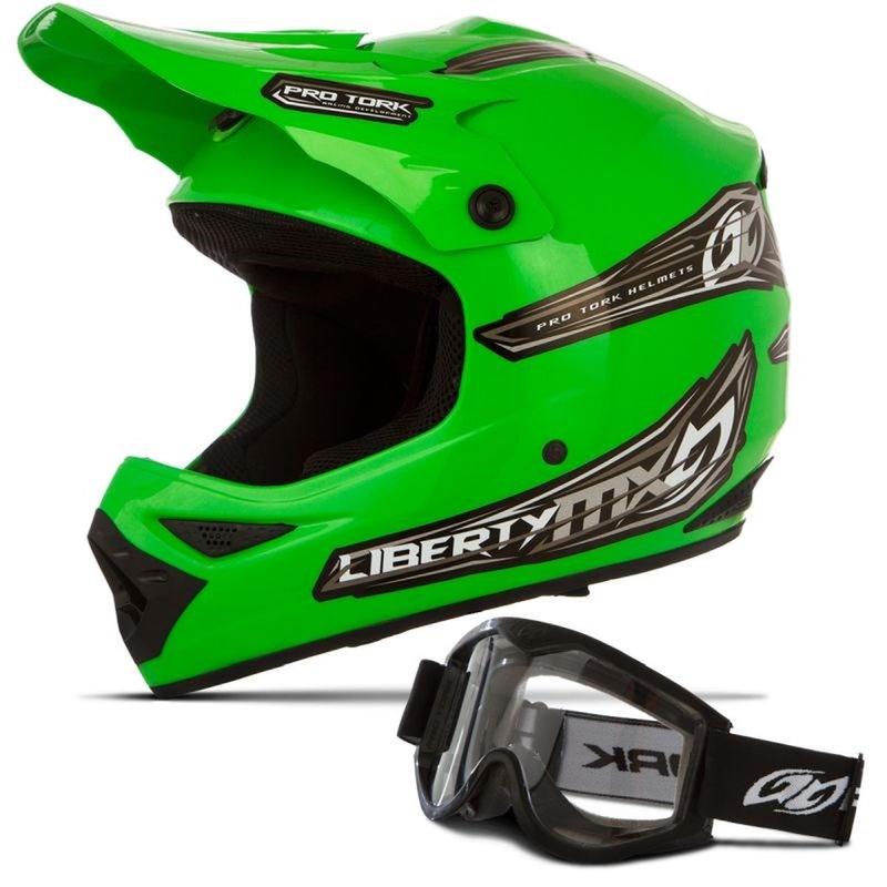 Capacete Motocross Off Road Liberty Mx Pro + Óculos 788 Preto